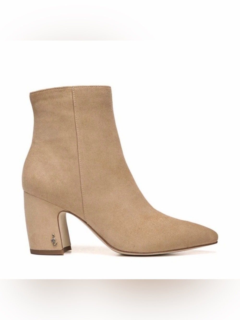 Sam Edelman Hilty Tan Suede Pointed-Toe Block Heel Ankle Bootie